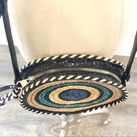 Rebecca Minkoff Straw Circle Crossbody Bag, Blue Multi - Picture 9 of 14
